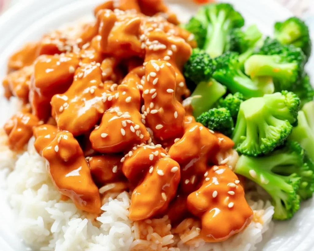 Kurczak hoisin z warzywami i makaronem udon na talerzu