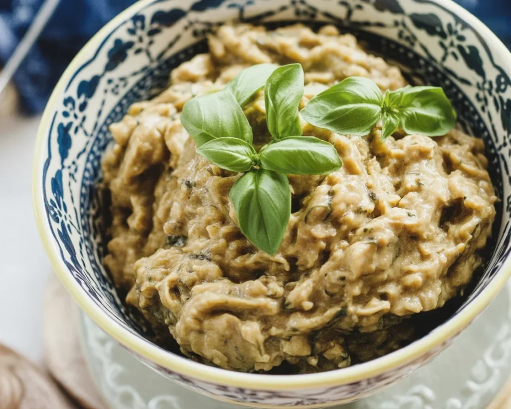 Tapenada - pasta z oliwek i kaparów w misce z dodatkami